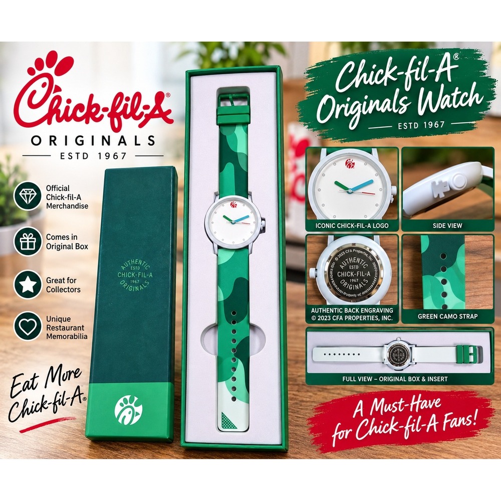 Chick-fil-A Originals Watch Green Camo Strap White Dial Official Merchandise